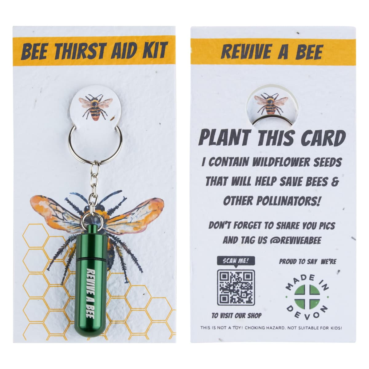 Bee Revival Kit for Saving Tired Bees – Bee Rescue Keyring Gift for Women – Eco-Friendly Plantable Seed Paper Packaging – Rose Gold, Green, Blue, Red, Black, Gold & Silver — view 15