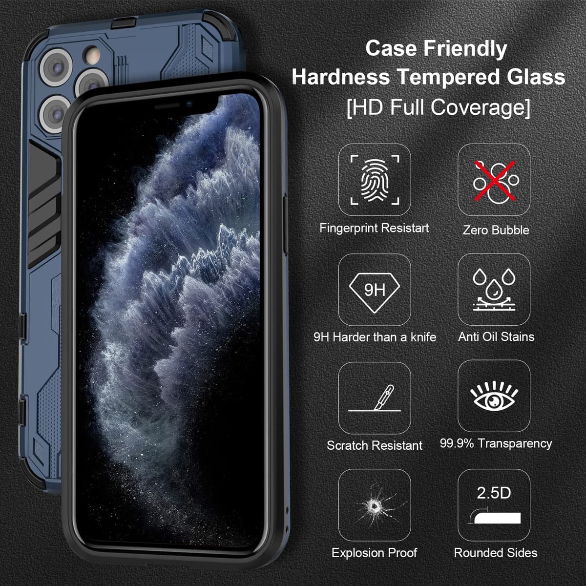 Funda para CMF Phone 2 Pro, Carcasa Antigolpes con Soporte anular metálico, Case Protectora de Grado Militar, Negro — view 190