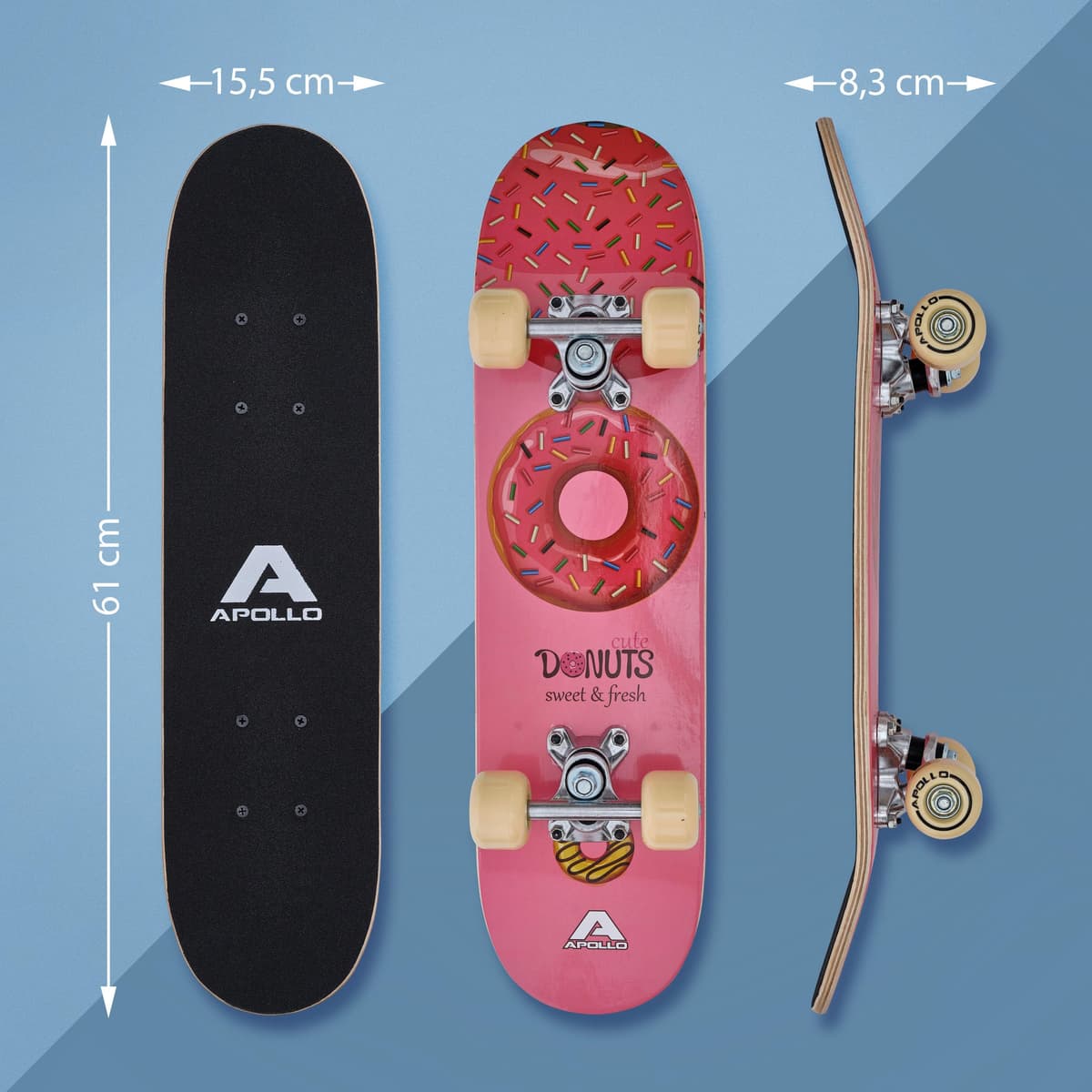 Apollo Skateboard Niño, Monopatín Niño con Cojinetes ABEC 3 y Ejes de Aluminio, Skate Completo con Diseños Geniales, Monopatines para Niños a Partir de 3 Años — view 5