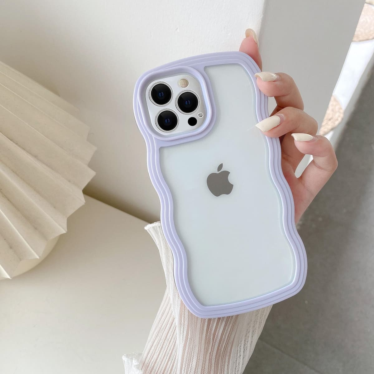 QLTYPRI Compatible with iPhone 11 Case, Cute Curly Wave Frame Clear Case for Girls Women, Transparent Soft Silicone TPU Bumper Shockproof Protective Phone Cover for iPhone 11 - Purple — view 47