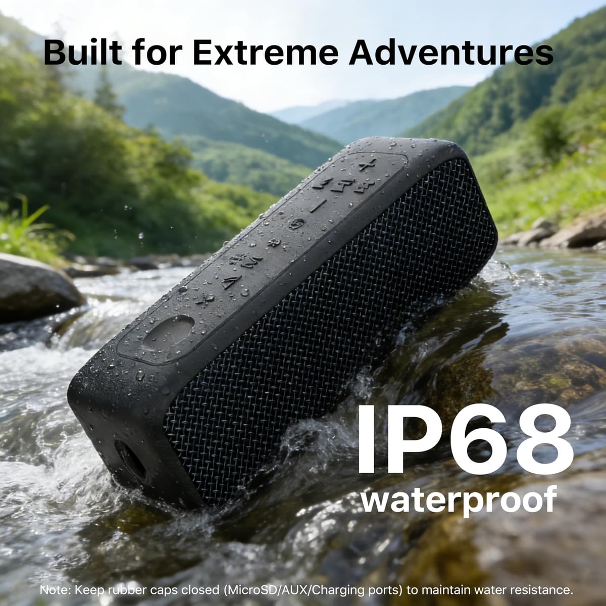 JUOVI Altavoz Bluetooth Portátil 20W, Altavoz Potente IP68 Impermeable con 24H de Música, Bluetooth 6.0, Altavoces Bluetooth Estéreo TWS, Compatible con Tarjeta TF y AUX, para Exterior, Casa y Viajes — view 5