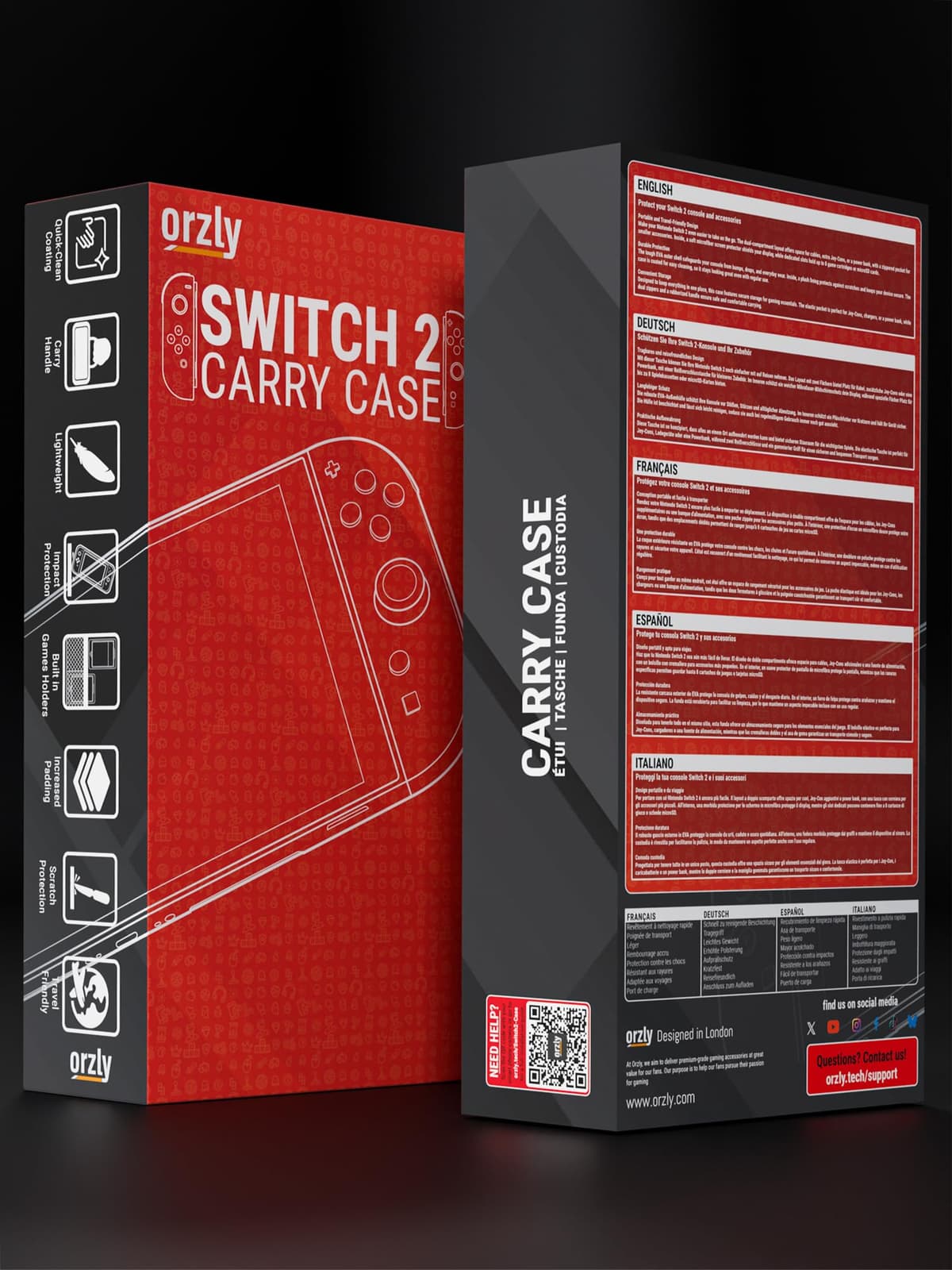 Orzly Case for Nintendo Switch 2 Protective Travel Carry Case with Screen Padding, Game Cards & microSD Slots with Zipped & Open Pockets for Console Accessories - Gift Box Edition — view 3