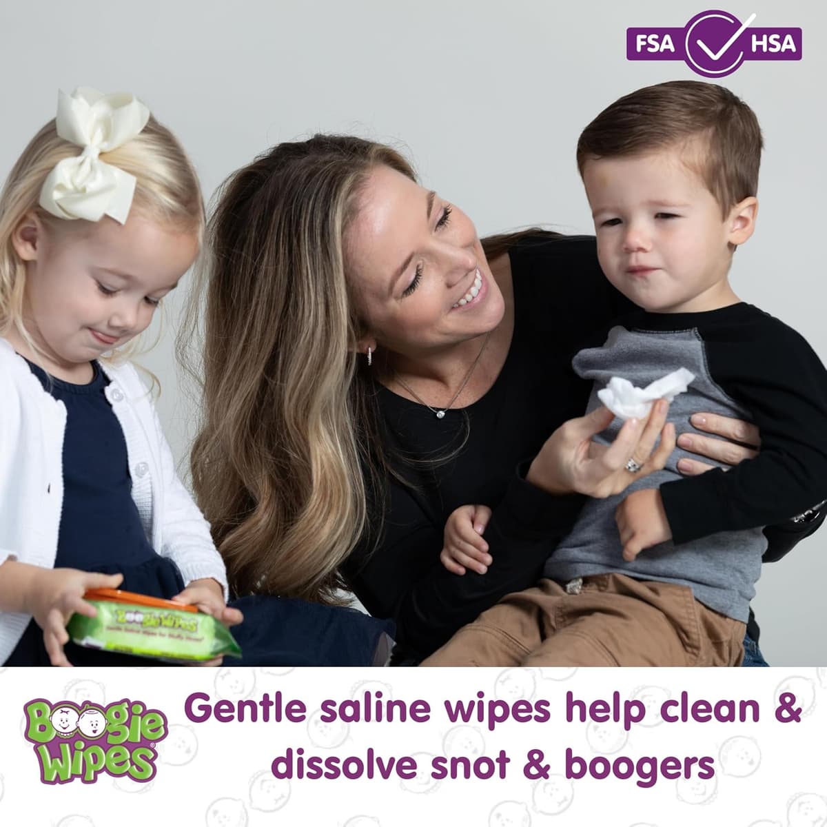 Boogie Wipes Gentle Saline Nose Wipes - 360 Count - Fresh Scent, Hypoallergenic & Alcohol-Free - Allergy Relief - Made with Natural Saline, Aloe, Chamomile & Vitamin E - Diaper Bag Essential