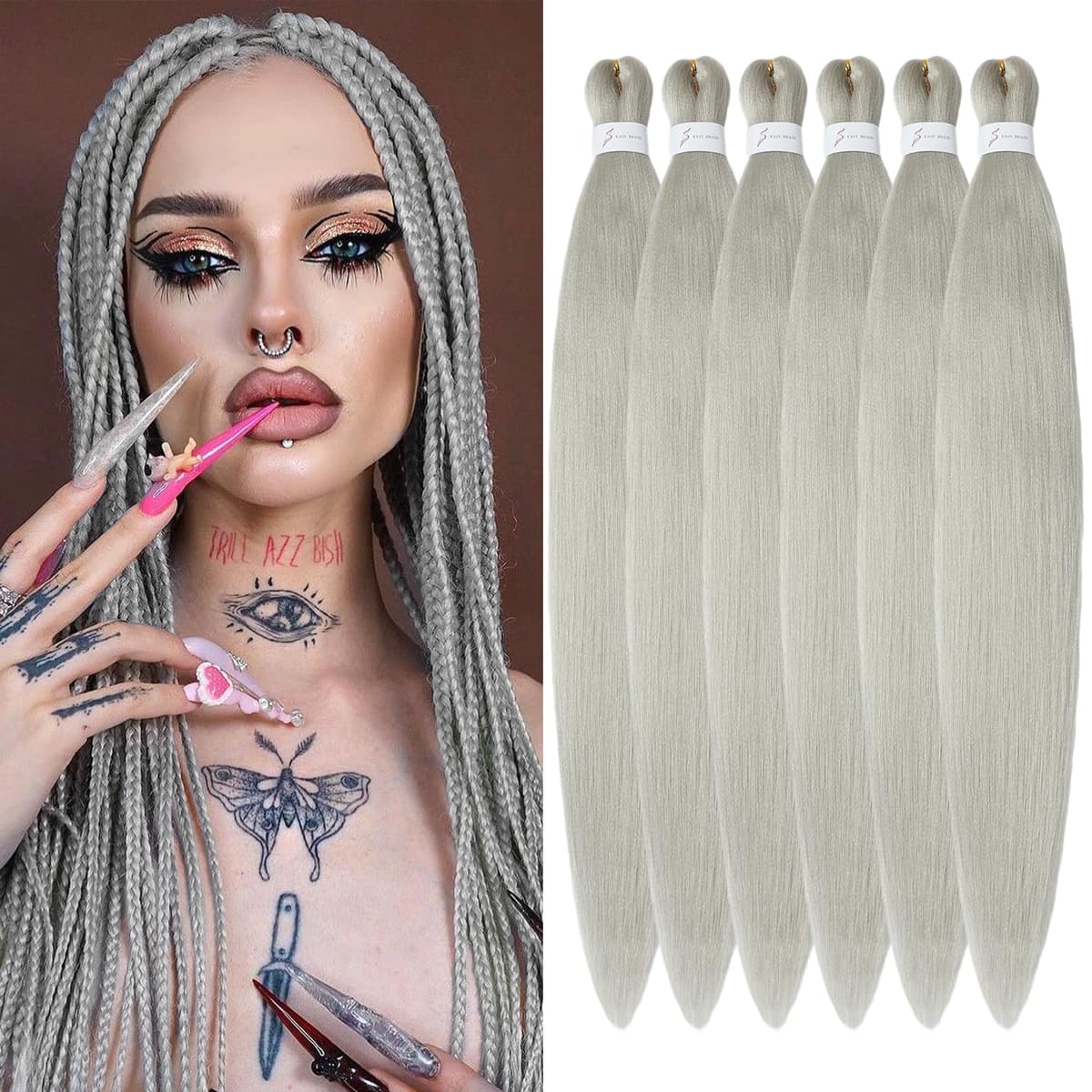 YDDM Capelli Per Treccine Africane Azul Extension Treccine Texture Yaki Easy Install per Principianti 26 Pollici 3 Pezzi Capelli Leggeri e Naturali per Box Braids, Twist e Crochet — view 75
