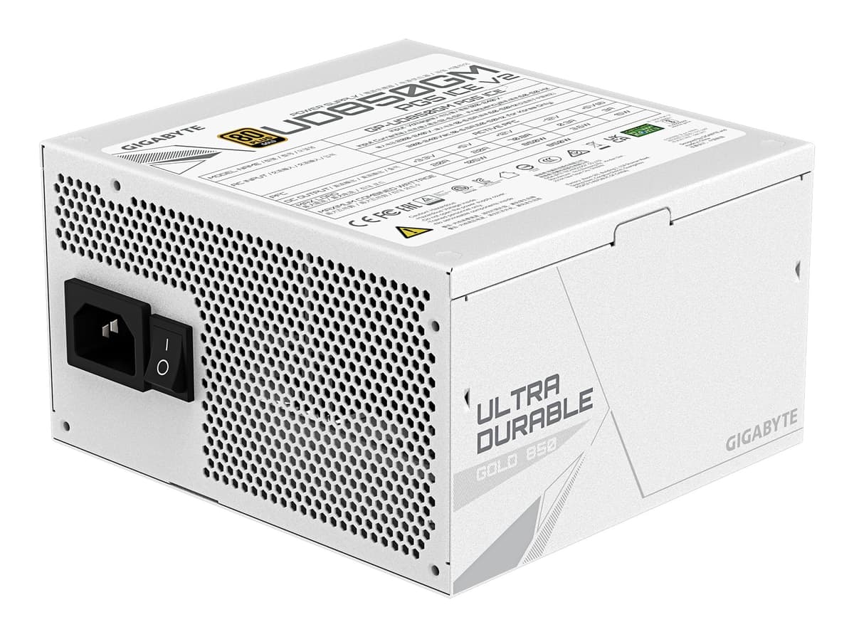 Gigabyte UD850GM PG5 ICE 80 Plus Gold Fully Modular 850w PCIe 5.0 White Power Supply Unit, ATX 3.1, 12VHPWR GPU Connector, Flat Cables, 10 Year Warranty — view 4