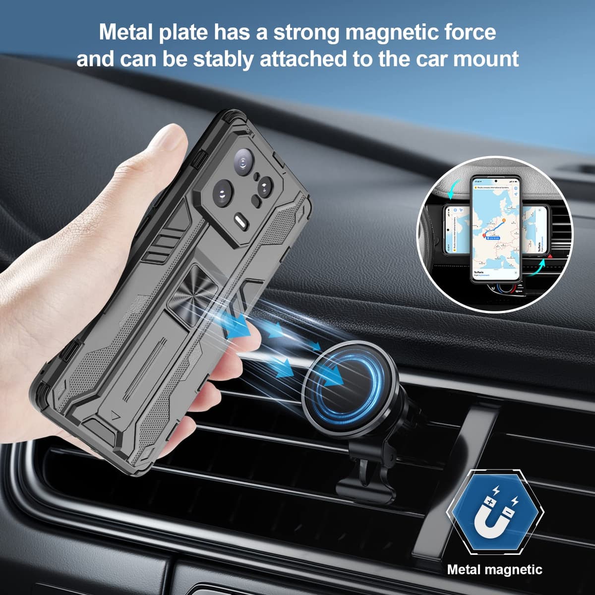 Funda para CMF Phone 2 Pro, Carcasa Antigolpes con Soporte anular metálico, Case Protectora de Grado Militar, Negro — view 1647