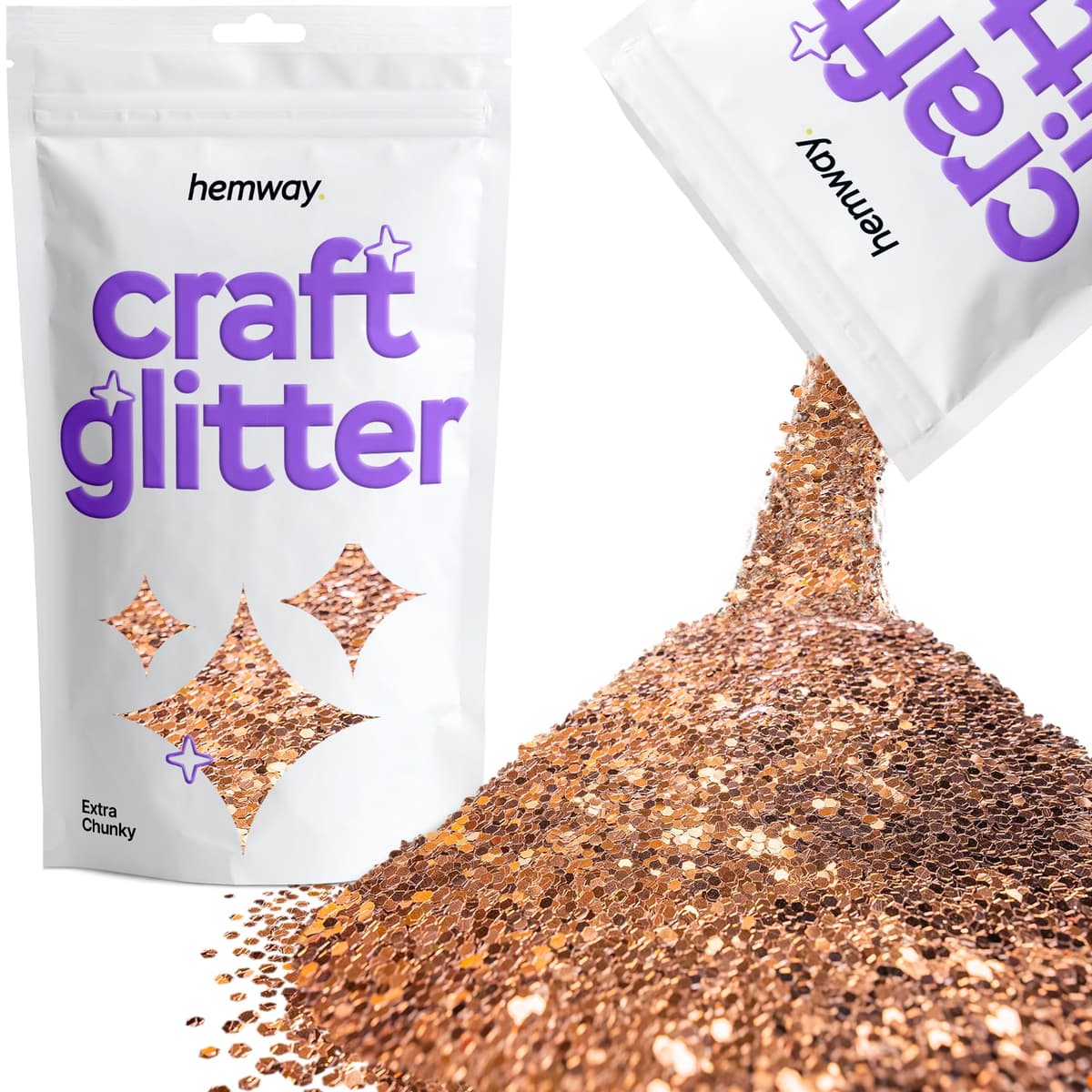 Hemway - Purpurina para manualidades, vasos, resina, epoxi, uñas, cera, álbumes de recortes, cristal, decoración de escuelas: dorado holográfico, gruesa (0,6 mm), 100 g — view 124