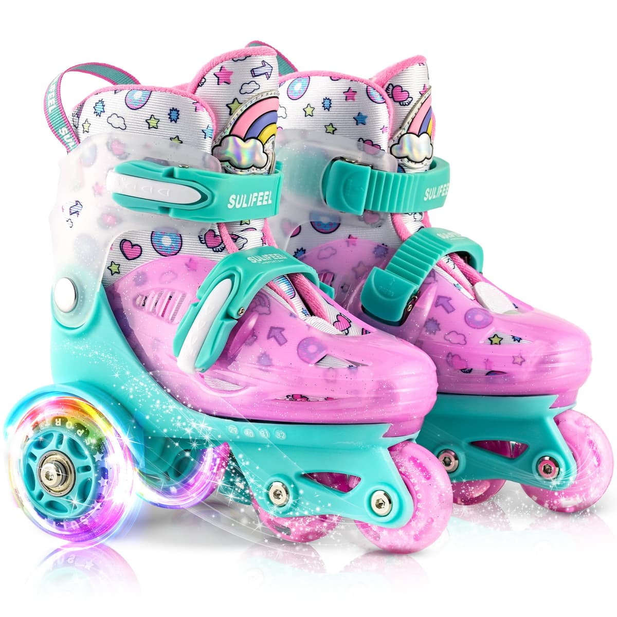 SULIFEEL Patines para Niños Patines Roller Ajustables con Ruedas Luminosas para Niñas y Niños Principiantes