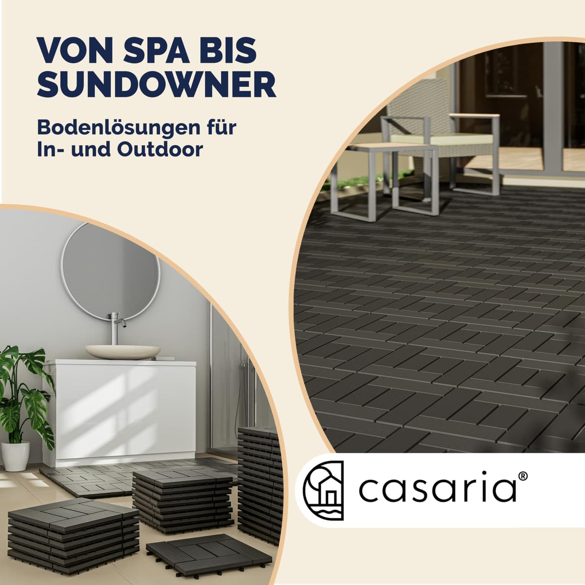 Casaria® Set Baldosas Exterior WPC Losetas Jardín Aspecto Madera Antideslizantes Rejilla Drenaje Resistente Intemperie Suelo Terraza Balcón Patio Cubiertas Interior Sistema Clic Antracita 30x30cm 4m² — view 5