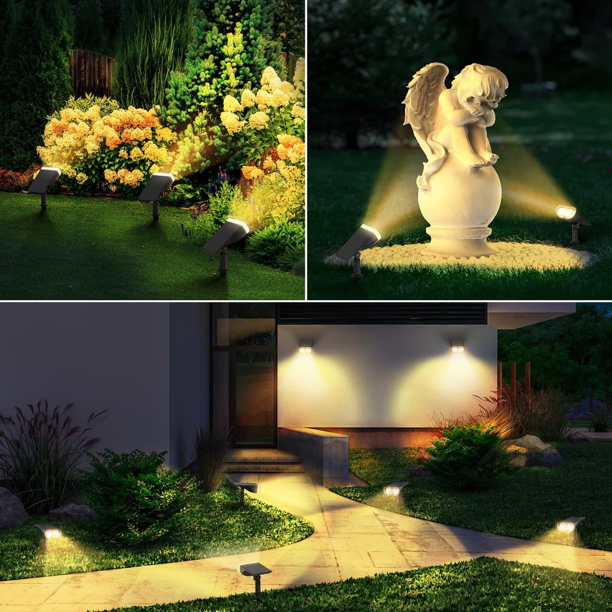 Linkind Luces Solares LED Exterior Jardin, Foco Solar con Sensor de Luz, Blanca Cálida 3000k 650lm, Lámpara Solar Impermeable IP67 para Iluminación de Caminos, Patio,Terreza y Camping (2 Piezas) — view 7