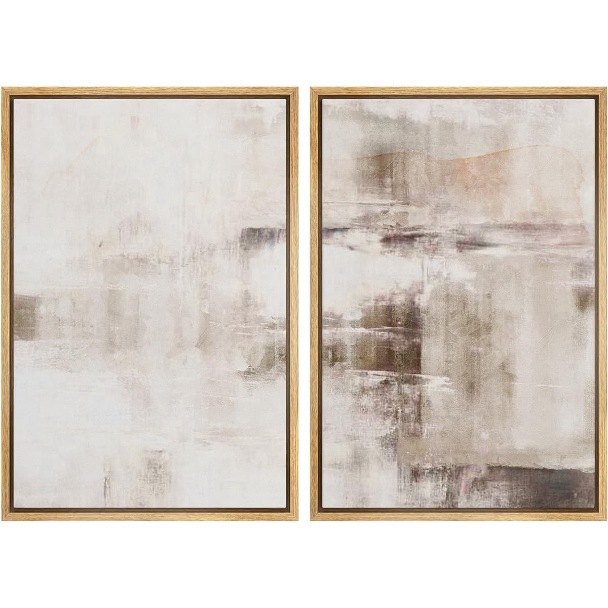 MUDECOR Framed Canvas Print Wall Art Set Watercolor Pastel Duotone Tan Landscape Abstract Shapes Illustrations Modern Art Decorative Contemporary for Living Room, Bedroom, Office - 24"x36"x2 Natural — view 86