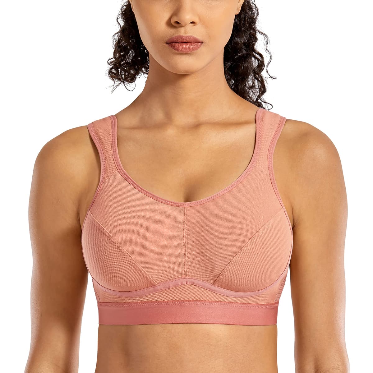SYROKAN Women's Comfort Sports Bra High Impact for Large Breasts Wireless Stretch Support Bounce Control — view 11