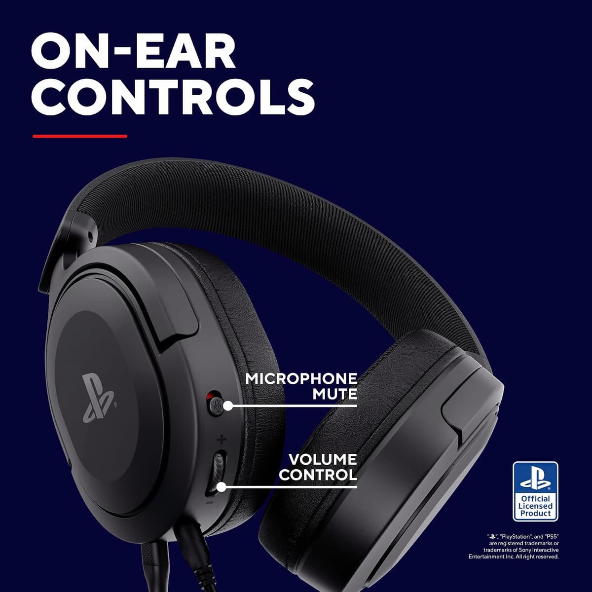 Trust Gaming GXT 498 Forta [Officially Licensed for PlayStation 5] Sustainable Gaming Headset for PS5 / PS4, 1.2m Cable, 50mm Drivers, Detachable Microphone, Wired Over-Ear Headphones - Black — view 3