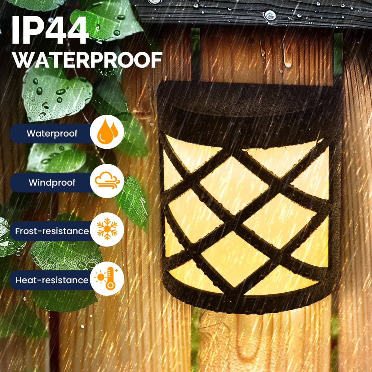 Solpex Solar Fence Lights, 8 Pack Waterproof Deck & Wall Lights - 6 LED Decorative Outdoor for Deck, Patio, Stairs, Yard, Path & Driveway (Warm White) — view 3