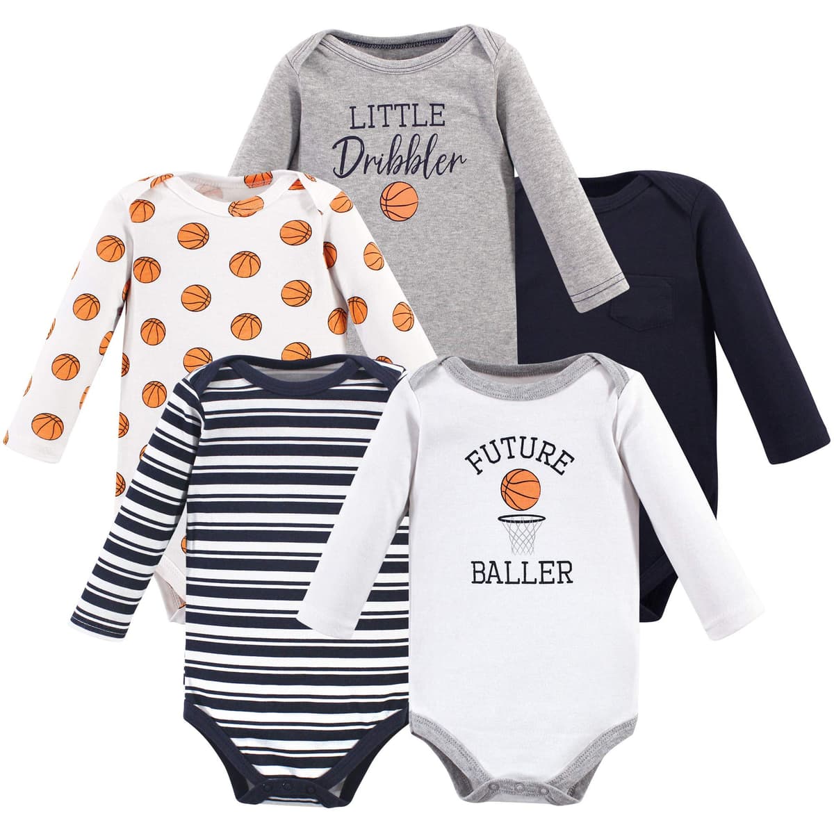 Hudson Baby unisex-baby Cotton Long-sleeve Bodysuits, Heather Gray, 3-6 Months — view 8