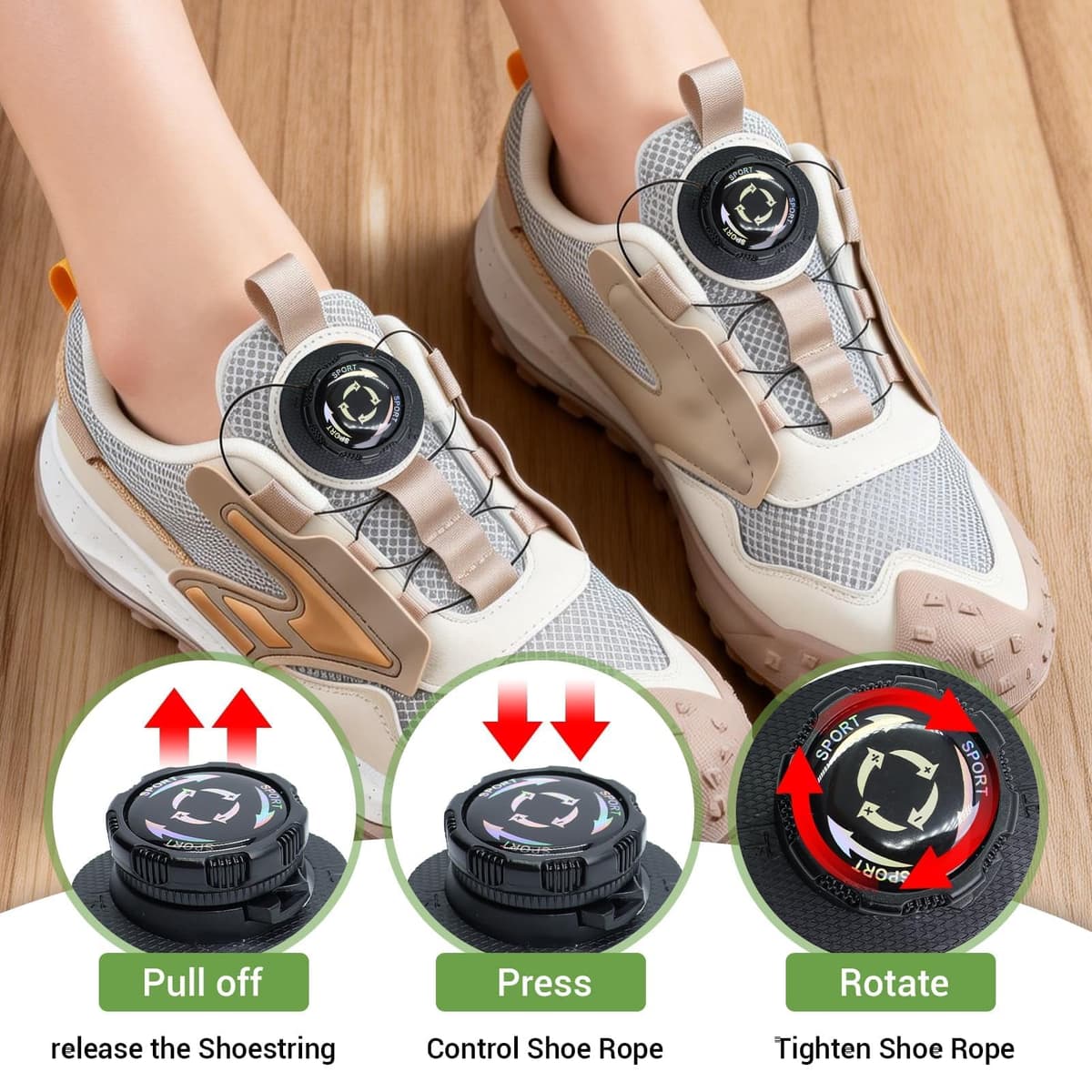 Lote de 6 Cordones Automáticos con Cierre Rotativo, Cordones sin Nudos con Hilo Metálico, Color Negro, Ajuste Rápido Para Niños y Adultos, Zapatos Deportivos y de Trabajo — view 4