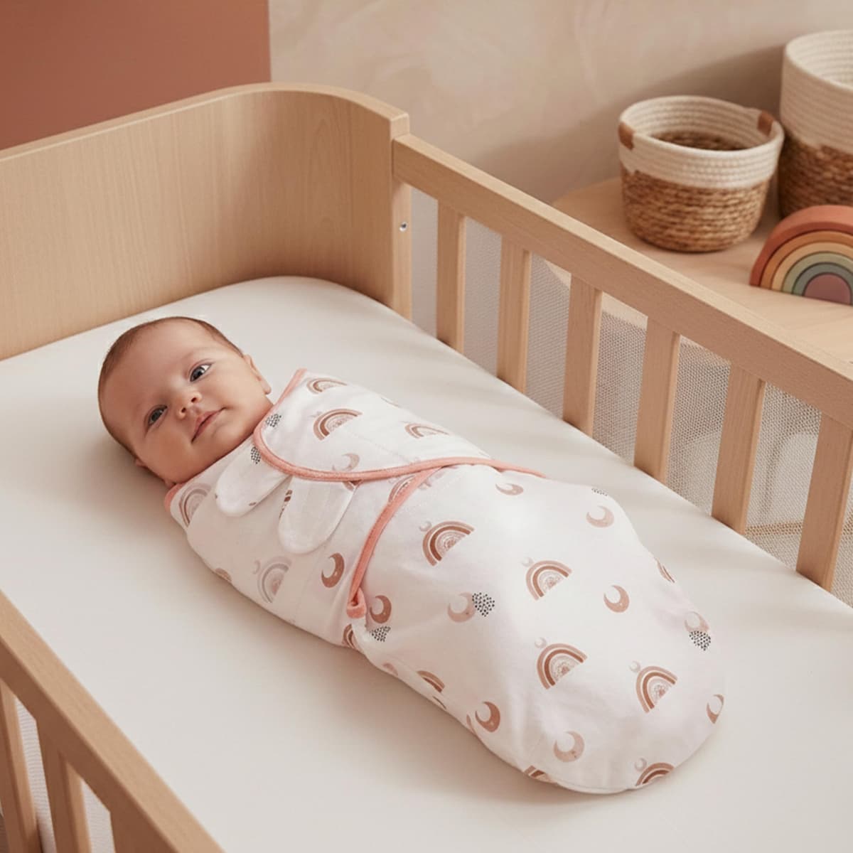 GLLQUEN BABY 3-Pack Organic Baby Swaddle Sleep Sacks for Newborn - Baby Swaddles 0-3 Months, Swaddle Sack, Rainbow & Sun, Blanket Wrap (Small/Medium) — view 2