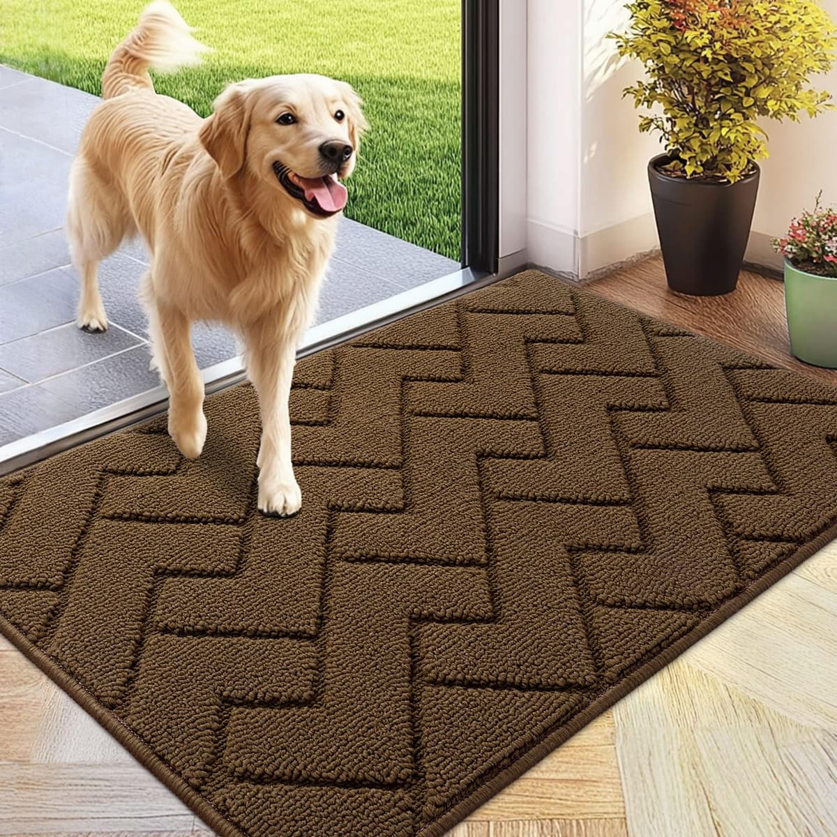 Biscpro Door Mats Indoor,Dirt Trapper Mat Absorbent Non-Slip Low Profile Doormat for Entrance,Inside, Kitchen,Front Door Mat Washable for Pets and Dogs— 50x80cm,Grey — view 34