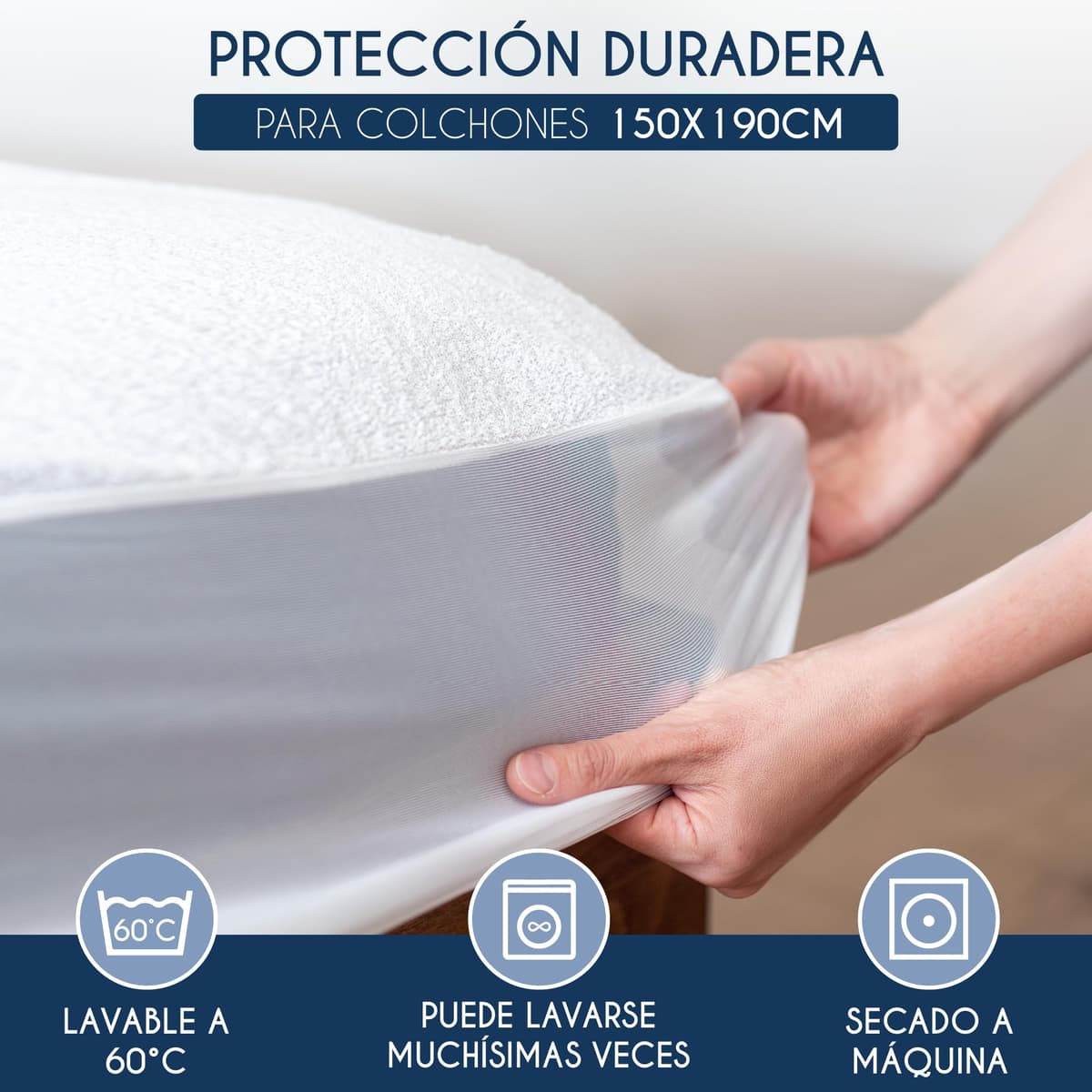 Dreamzie Protector Colchon 150 x 190 Impermeable – Funda Colchon 150x190 cm Suave e Hipoalergénica – Transpirable – Certificado Oeko-Tex — view 6