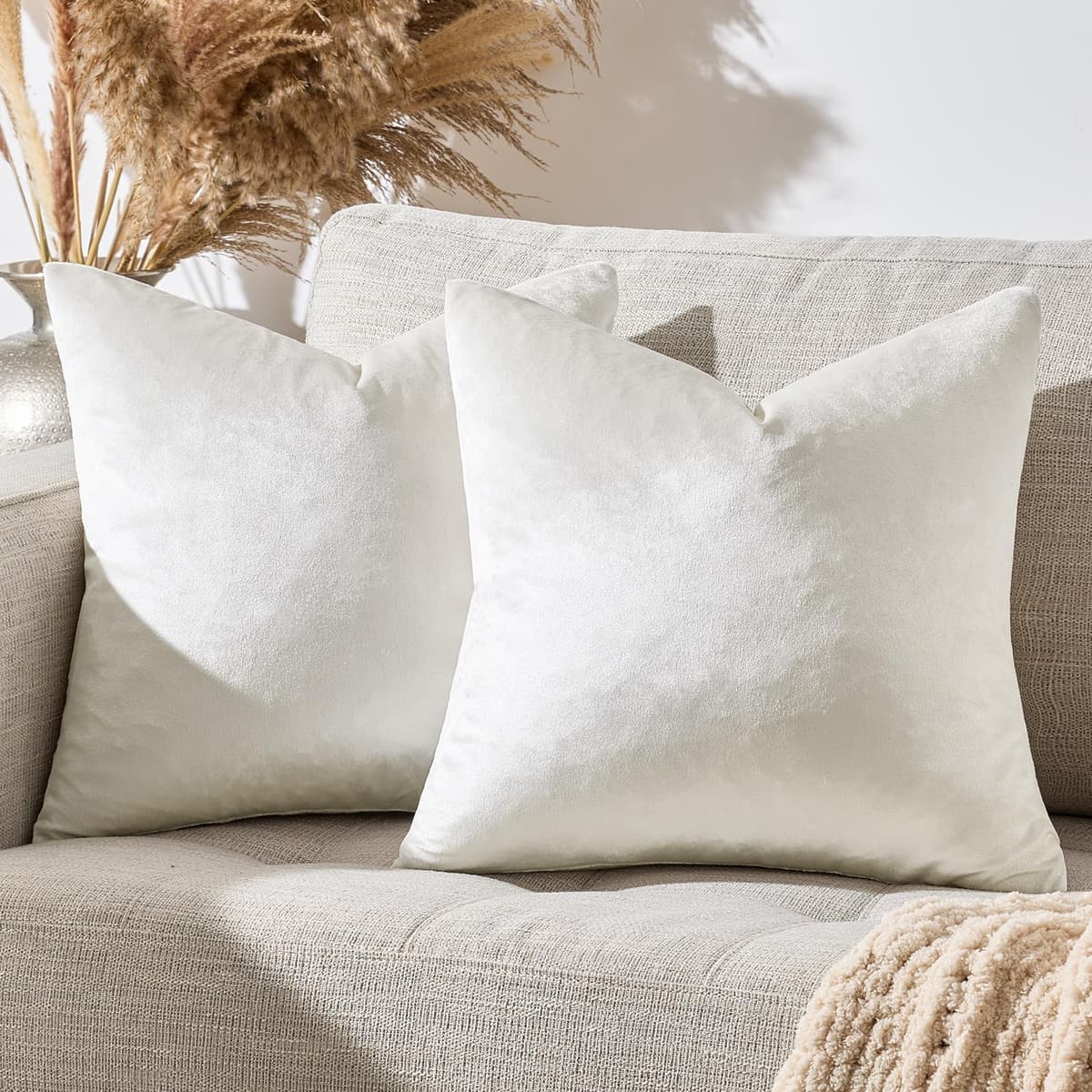 Gris Oscuro Terciopelo Almohada Cubre Caso Suave decoración Fundas de de cojín para sofá Dormitorio Coche Cama Casa Decor 30x50cm ，Pack de 2 — view 26
