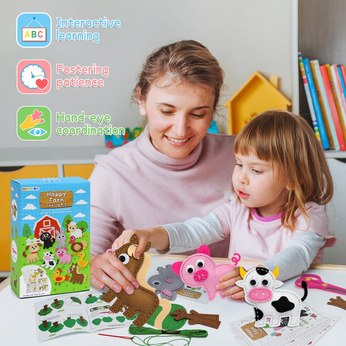 OKOOKO Animal Sewing Craft Kit, DIY Crafting and Sewing Set for Kids, Plush Craft, Art Craft Kits, Fun and Educational Craft Set, Sew Your Own Felt Animals Craft Kit — view 4