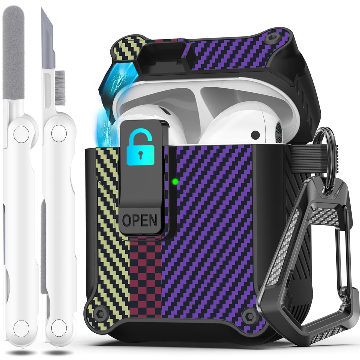 R-fun Compatible con AirPods Pro 2 Gen (Cubierta Auto emergente) con Kit de Limpieza, para Airpods Pro 2/1 Gen (2023/2022/2019), para Estuche Airpods Pro (USB-C/Lightning),Negro — view 38