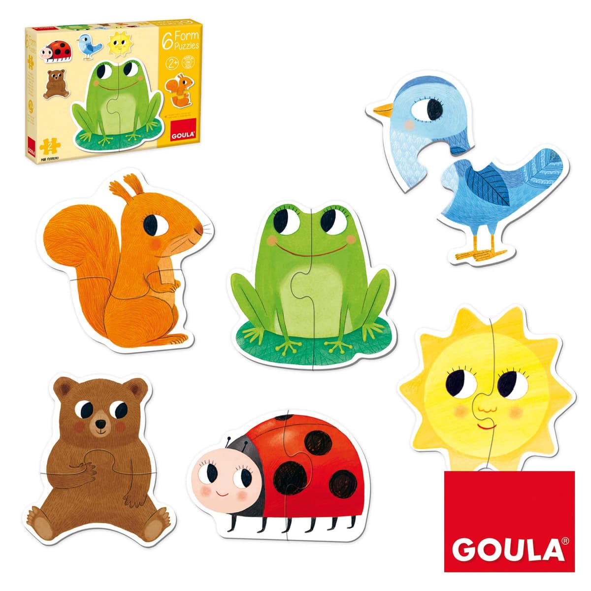 Goula, 6 Form Puzzles, Puzle de cartón de Piezas Grandes a Partir de 2 años, Multicolor