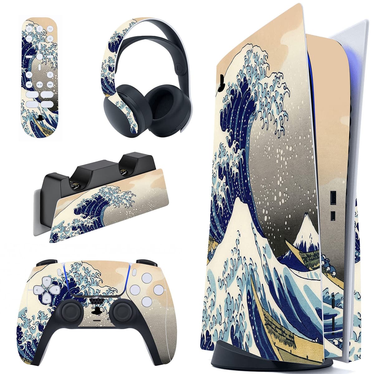 PlayVital Neon Dragoon Full Set Skin Decal for PS5 Console Disc Edition, Sticker Vinyl Decal Cover for PS5 Controller & Charging Station & Headset & Media Remote — view 12