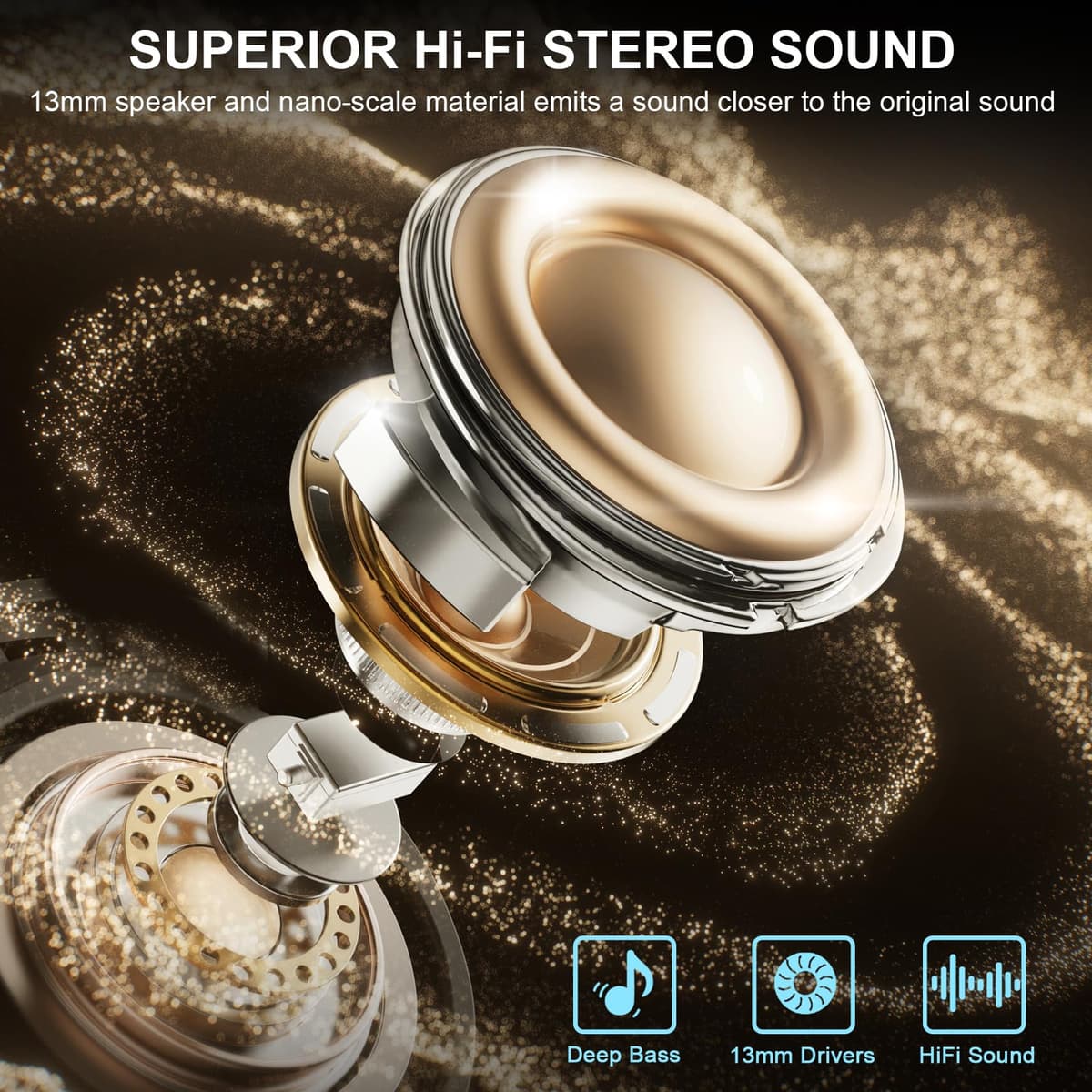 2026 Wireless Earbuds, Bluetooth 5.4 Headphones, 50H Playtime In Ear Earphones HiFi Stereo, Ear buds with 4 ENC Noise Cancelling Mics Deep Bass, IP7 Waterproof Earbuds with LED Display, Fast Charging — view 4