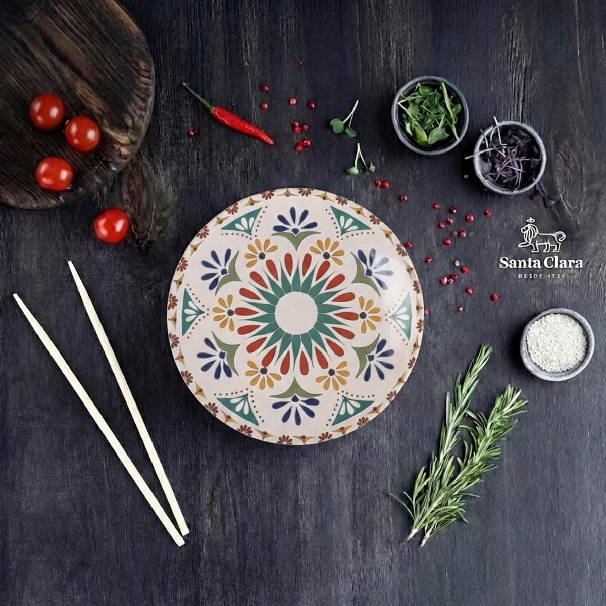 SANTA CLARA | Vajilla Completa 12 Piezas Cerámica Stoneware Redonda para 4 Personas, Apta Microondas y Lavavajillas, Vajilla Coimbra con Diseño Tradicional para Hogar y Cocina — view 4