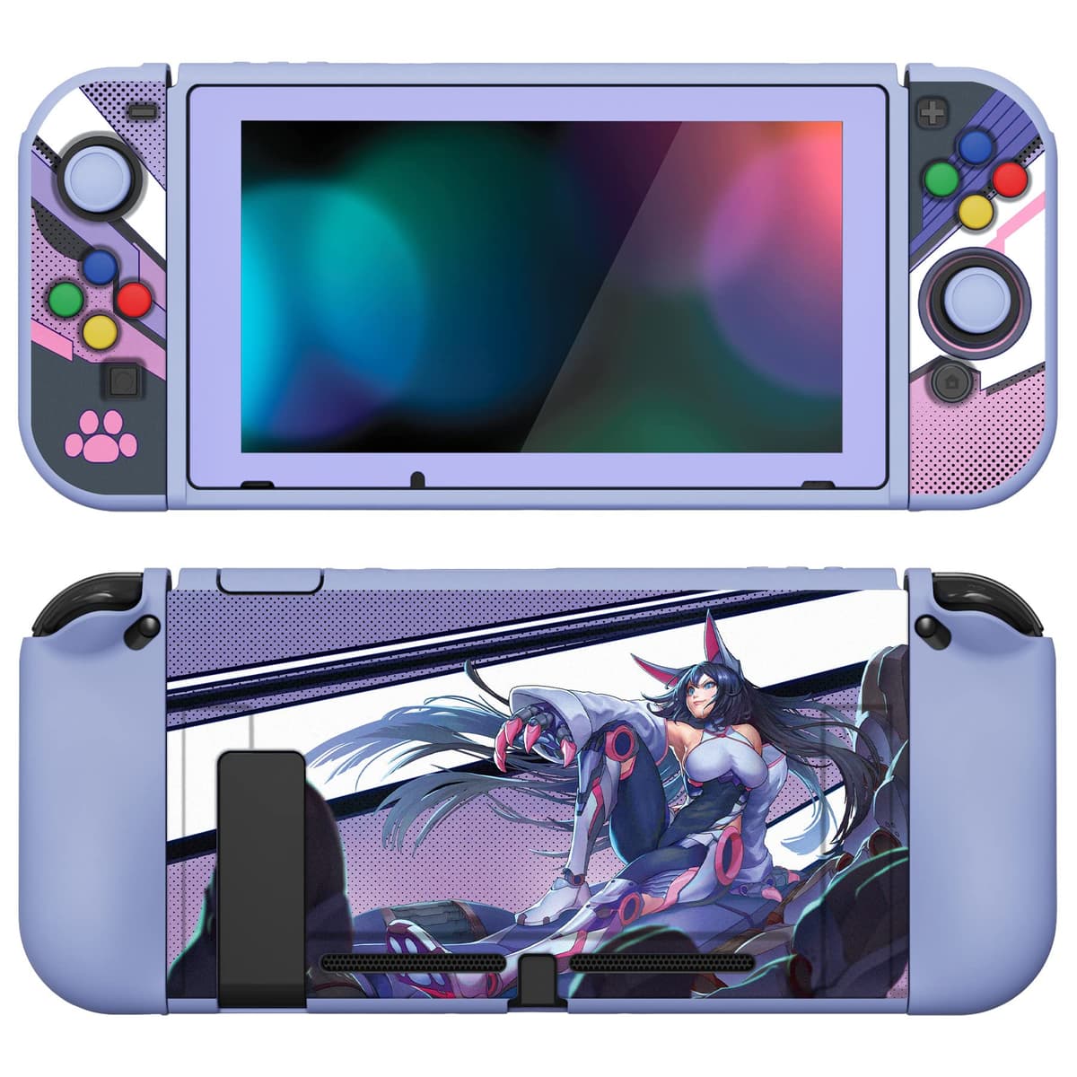 playvital ZealProtect Soft Protective Case for Nintendo Switch, Flexible Cover Protector for Switch with Screen Protector & Thumb Grip Caps & ABXY Direction Button Caps - Cherry Bunny & Cherry Bear — view 16