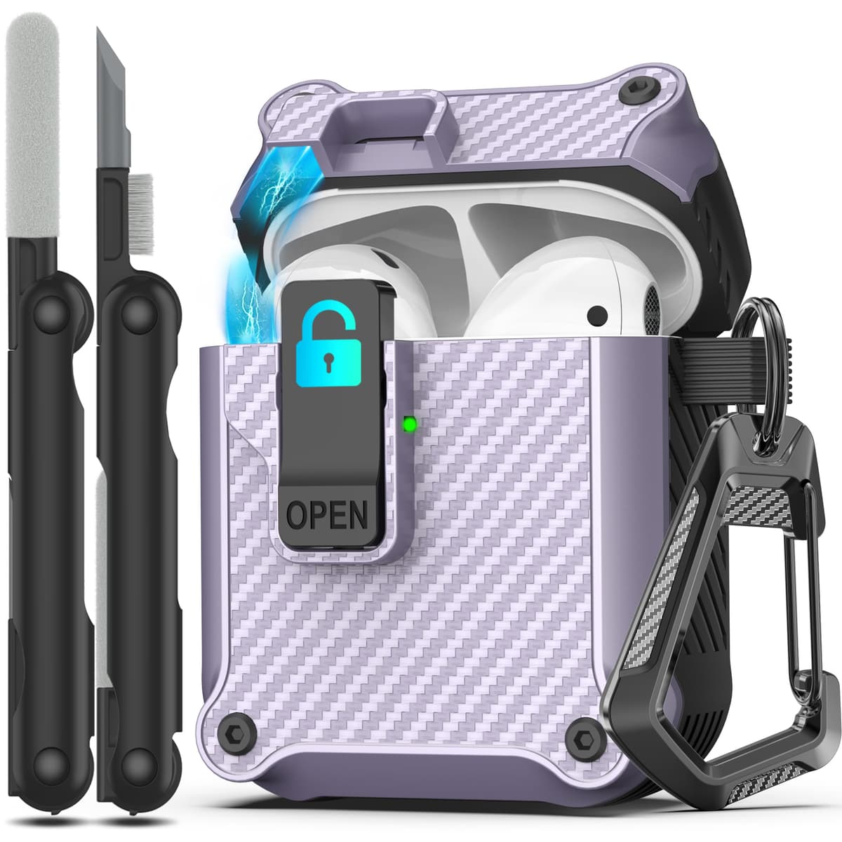 RFUNGUANGO Compatible con Airpods 4 Estuche (2024) con Kit de Limpieza, Clip de Bloqueo Seguro y Estuche de Protección a Prueba de Golpes para Airpods 4ta Generación Lanzamiento 2024,Cielo Estrellado — view 47