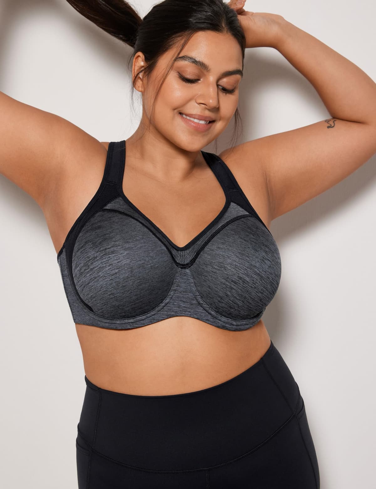 SYROKAN Women's High Impact Sports Bra Underwire Full Support Racerback Padded Running Bra — view 5