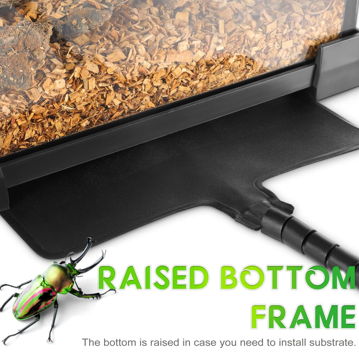 NEPTONION Mini Reptile Glass Terrarium 12"x8"x8" Durable Reptile Habitat Tank with Heat Resistant Aluminum Alloy Frame, Double Swinging Doors for no Jam by Sand and Other Debris — view 5