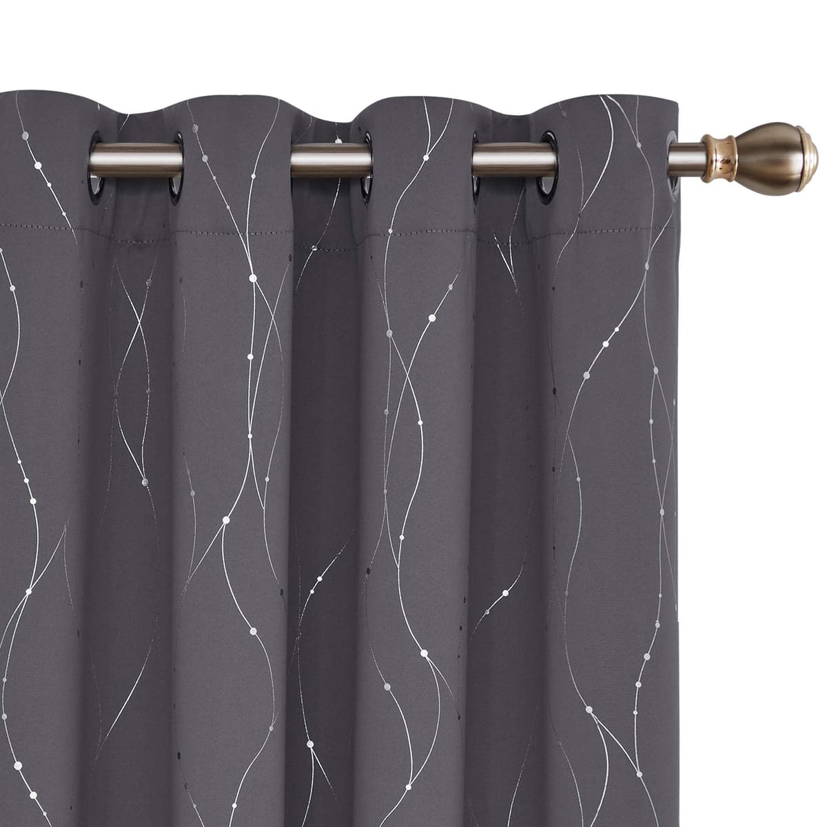 Deconovo Soft Dotted Line Foil Printed Blackout Curtains Thermal Insulated Curtains Eyelet Energy Efficiency Room Darkening Curtains for Bedroom 52 x 72 Inch Light Grey 2 Panels — view 77
