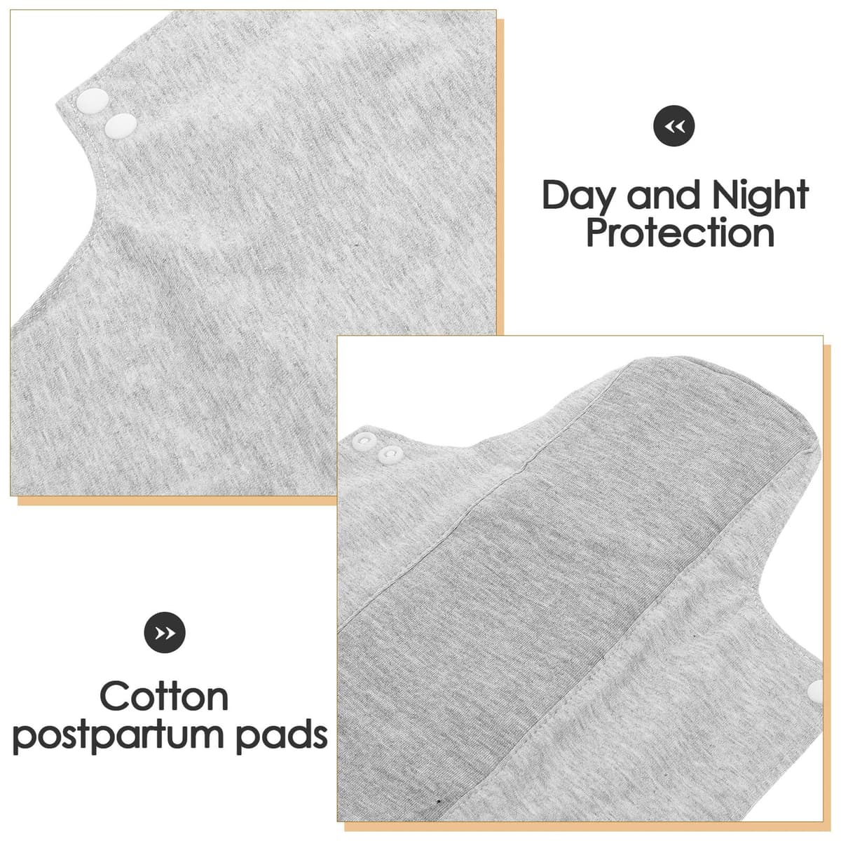 SHOWERORO Compresas Posparto Lavables 2 Unidades 22x28 Cm Absorbentes de Algodón Ultrafinas Gris para Incontinencia Femenina y Cuidado Postnatal, Protección Reutilizable para Uso — view 3