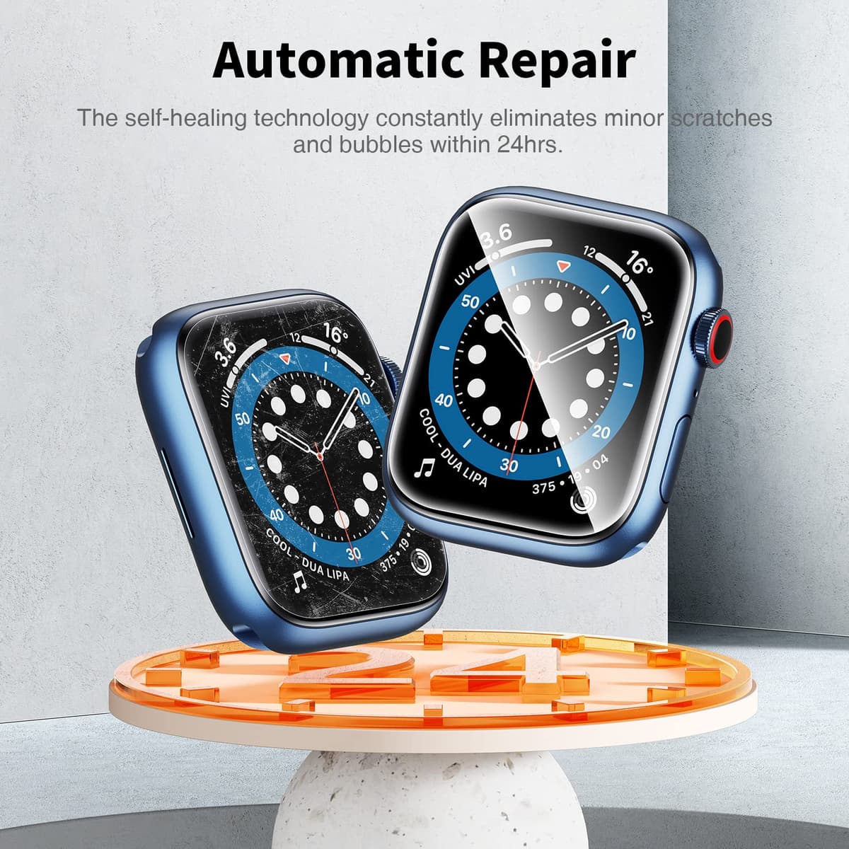 LK 4 Pack Screen Protector for Apple Watch Series SE/SE2/SE3 6 5 4 40mm/ Apple Watch Series 9 8 7 41mm, High Definition, Bubble Free, Clear Flexible TPU Film, Easy Installation, for iWatch 40/41mm — view 2