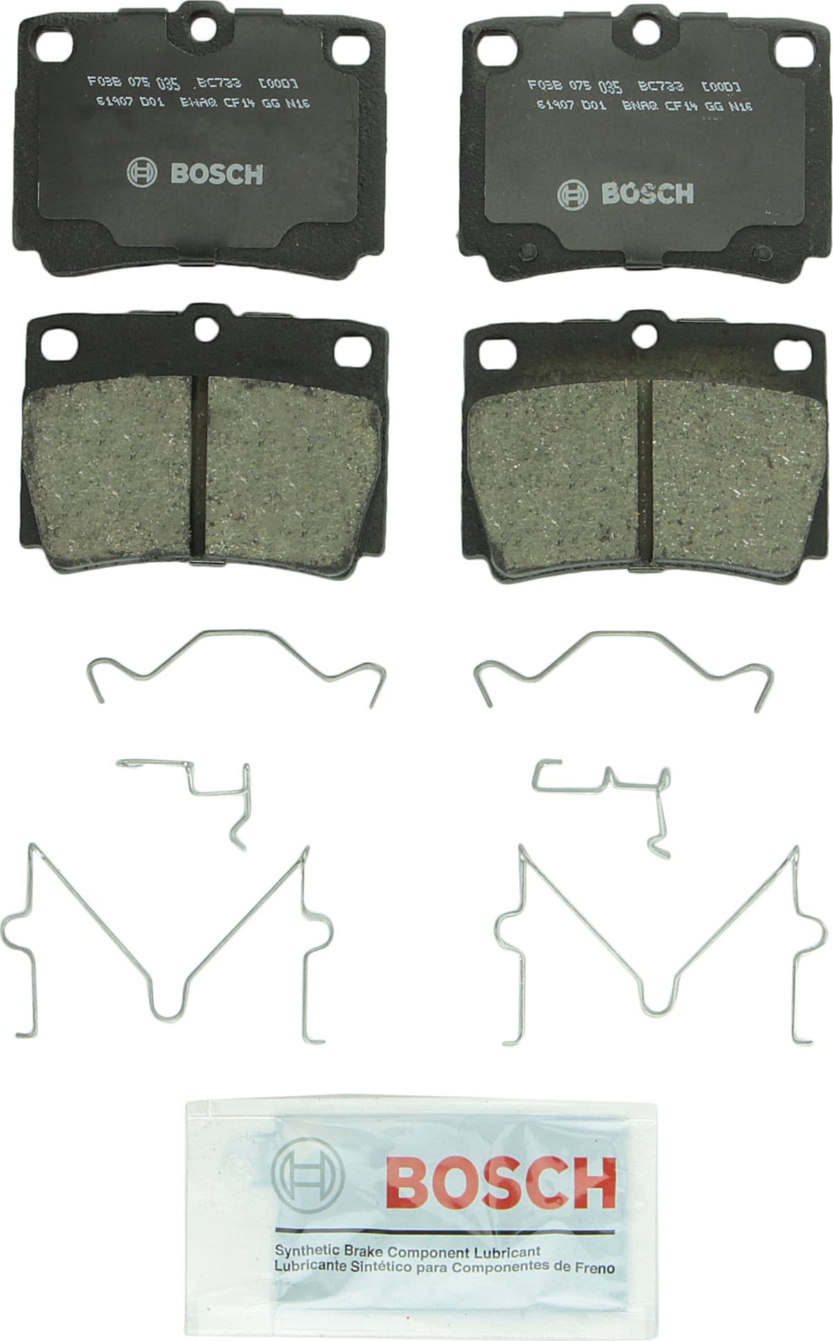 Bosch BC914 QuietCast Premium Ceramic Disc Brake Pad Set For: Acura ILX; Honda Accord, Civic, CR-V, Element, Fit, Front — view 214