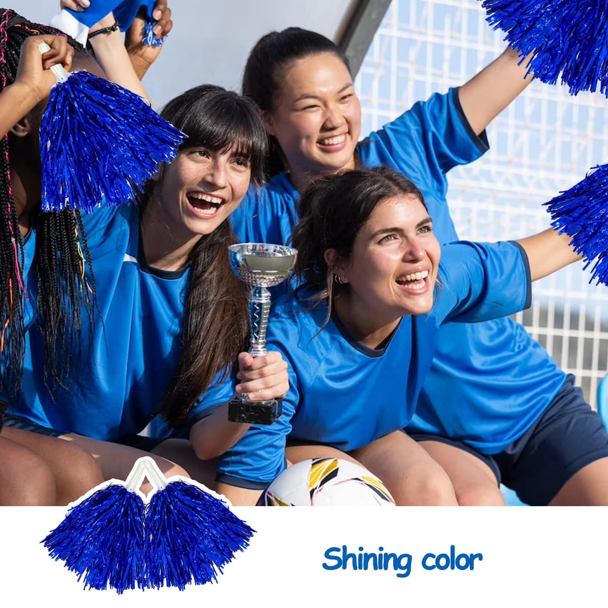Cheerleader Pom Poms 12 Piece 6 Colours Pompoms Cheerleading Pom Poms Cheerleader Accessories For Kids Aerobics Dance Pom Pom Sports Team Spirit Cheer Costume Night Party — view 5