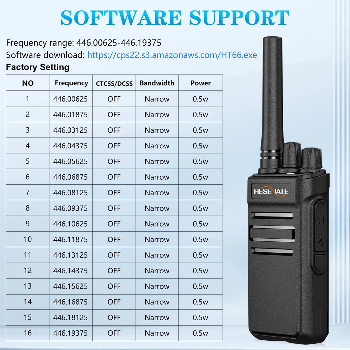HESENATE Walkie Talkies 4 Pack, HT66 PMR446 Long Range Walkie Talkie, 4 Way Charger, USB-C Rechargeable Battery, 16 Channel, Earpiece, for Business Outdoor Camping Construction Security — view 5