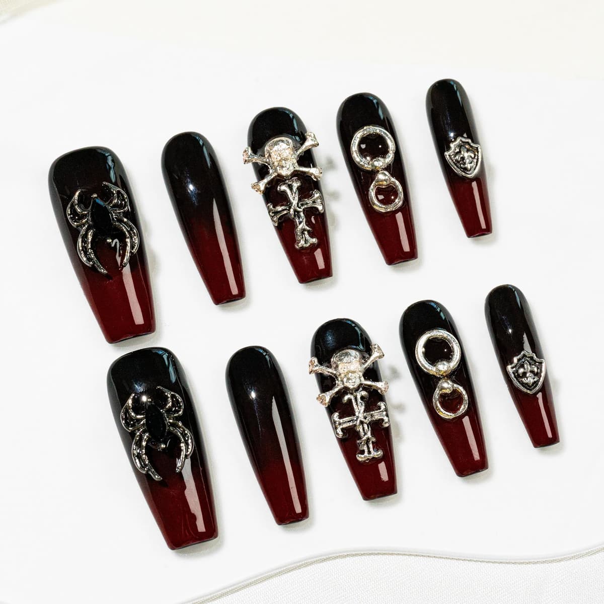 Sun&Beam Nails Handmade Press On Nail Long Coffin Ballerina Pink Flower Acrylic Fake Tip 3D Design Art Charms Cute with Storage Box 10 Pcs (S) — view 111
