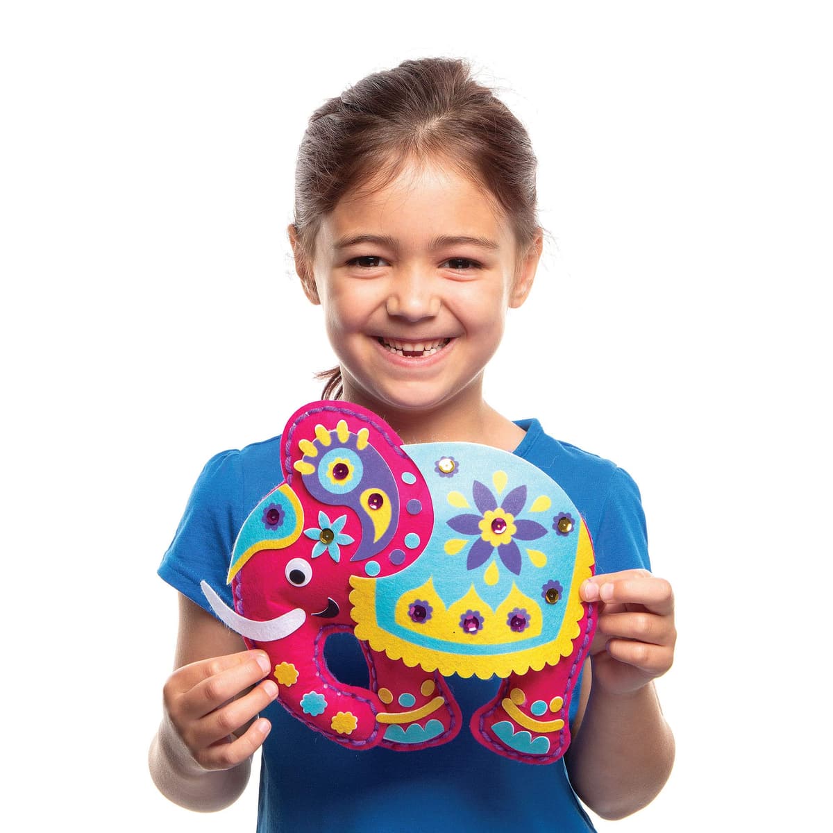 Baker Ross Sewing Kits Ambari Elephant Cushion (Pack of 2) - Arts & Crafts for Kids — view 3