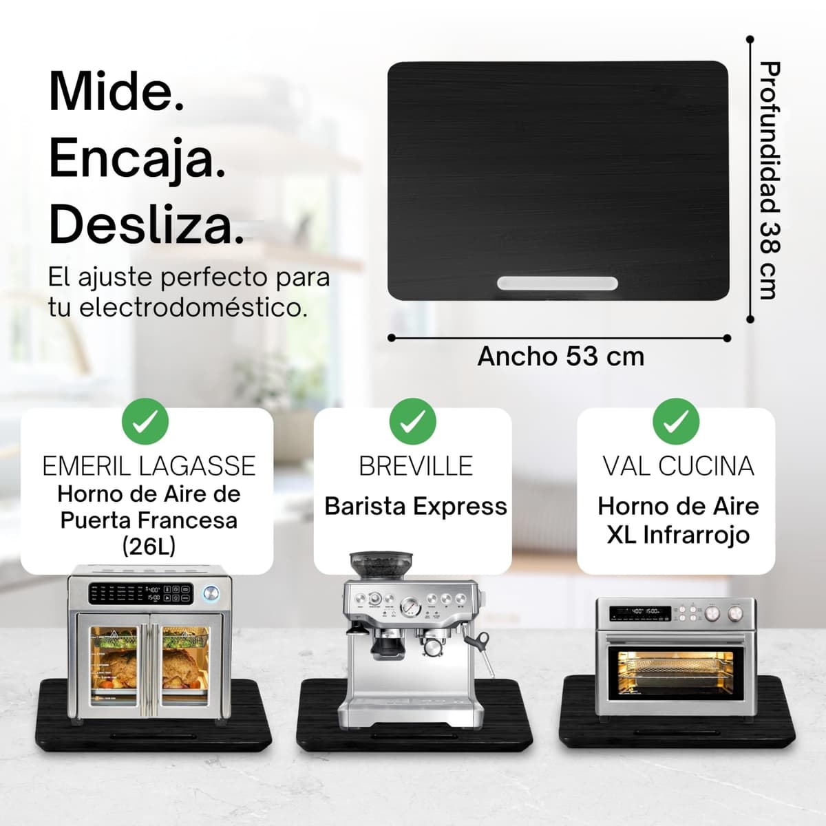 Ibyx Stylish Sliding Tray for Your Coffee Maker and Kitchen Appliances Heavy Duty Sliding Easily From Under Cabinet Countertop Rolling Tray with 13 x Wheels — view 5