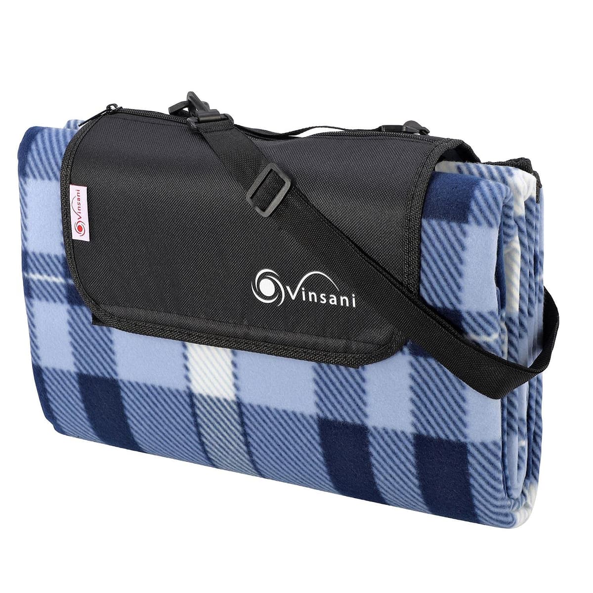Vinsani Foldable Picnic Blanket 200 x 180 cm - Anti-Slip, Durable Waterproof & Sand Proof Outdoor Rug Mat for Camping, Beach, Hiking, Park & Garden, Easy to Carry, Machine Washable | Checkered