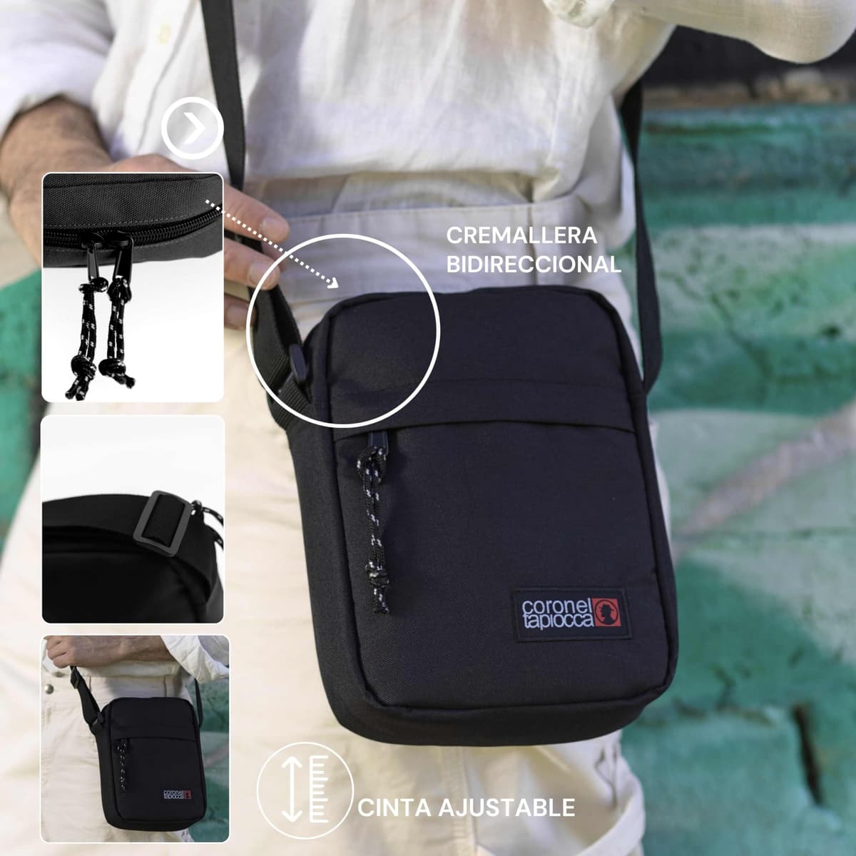 Coronel Tapioca – Bandolera para hombre estilo casual | Bolso hombre bandolera compacto con múltiples compartimentos | Ideal para uso diario, viajes o trabajo — view 3
