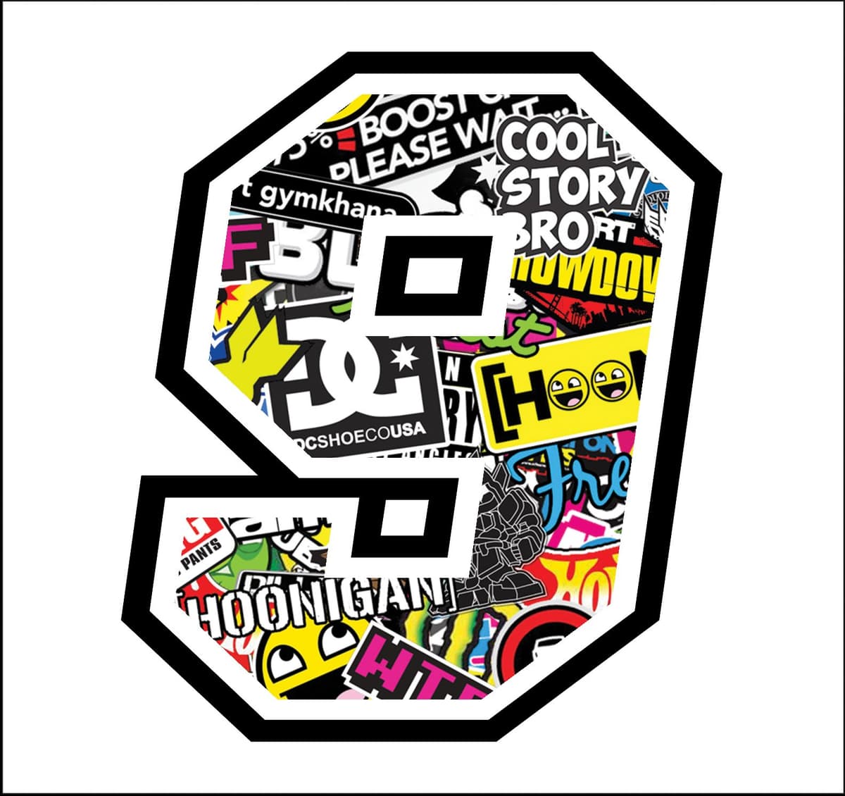Adhesive Race número - la medida 12 cm - Cross Pista de Coches Pegatinas para Bicicletas (3, Sticker Bomb) — view 69