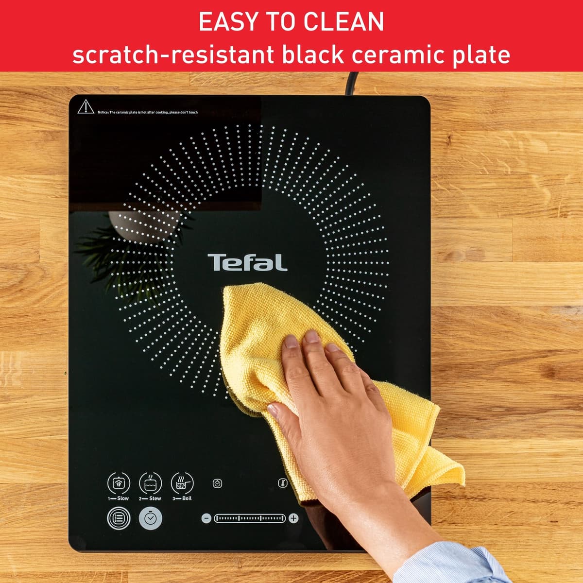 Tefal Slim Portable Induction Hob, Compact, 2100 W Power, 6 functions, Electric, Slim, Black, Easy To Clean, Black Modern Design, Cooker, Kitchen, Party IH210840 — view 5