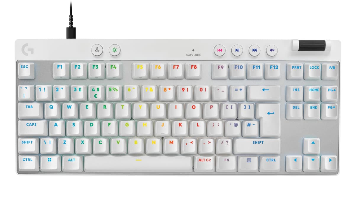 Logitech G PRO Mechanical Gaming Keyboard – Ultra Portable Tenkeyless Design, Detachable Micro USB Cable, Advanced GX Blue Clicky Switches, LIGHTSYNC RGB Backlit Keys, QWERTY UK, PC/Mac - Black — view 19