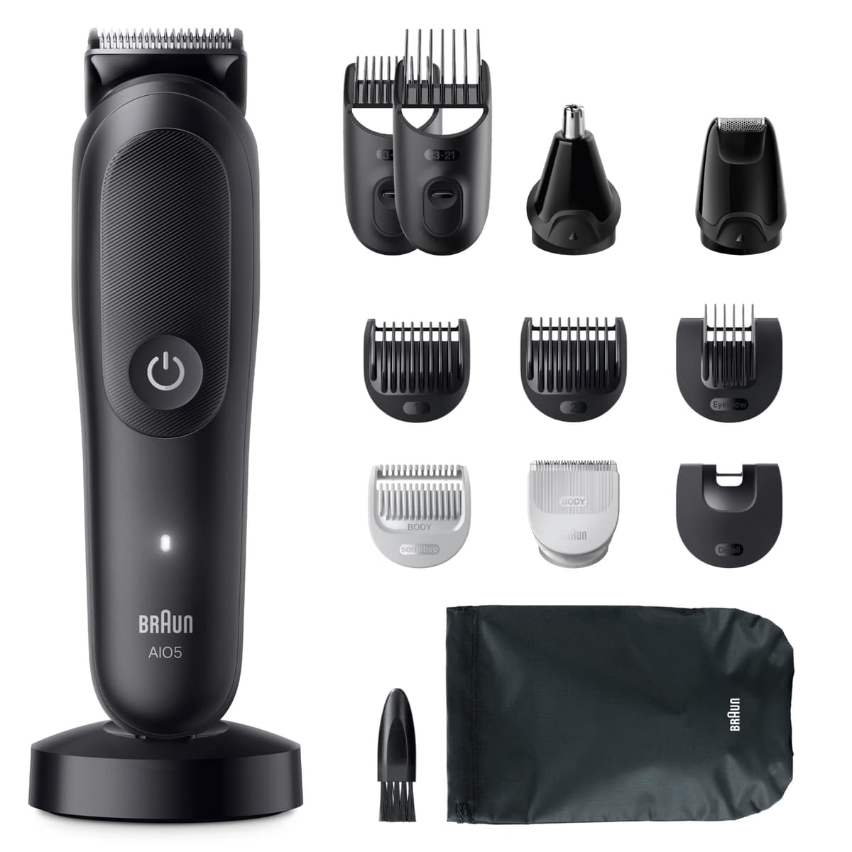 Braun Recortadora Todo En Uno Series 5 AIO5565, Kit De Styling 13en1 Para Barba, Pelo, Orejas, Nariz y Cuerpo, 120 Min, Cortapelos Hombre Con Lámina Ultra Afilada, Recorte Preciso Y Eficiente, Negro — view 7