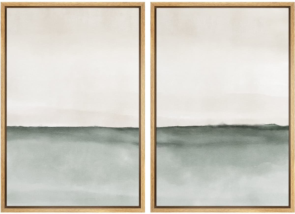 MUDECOR Framed Canvas Print Wall Art Set Watercolor Pastel Duotone Tan Landscape Abstract Shapes Illustrations Modern Art Decorative Contemporary for Living Room, Bedroom, Office - 24"x36"x2 Natural — view 73
